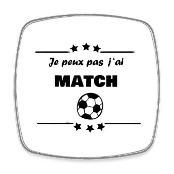 Je peux pas, j ai match de foot. - Magnet carré - blanc - Devant
