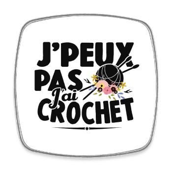 Je Peux Pas J'ai Crochet Cadeau Couture - Magnet carré - blanc - Devant