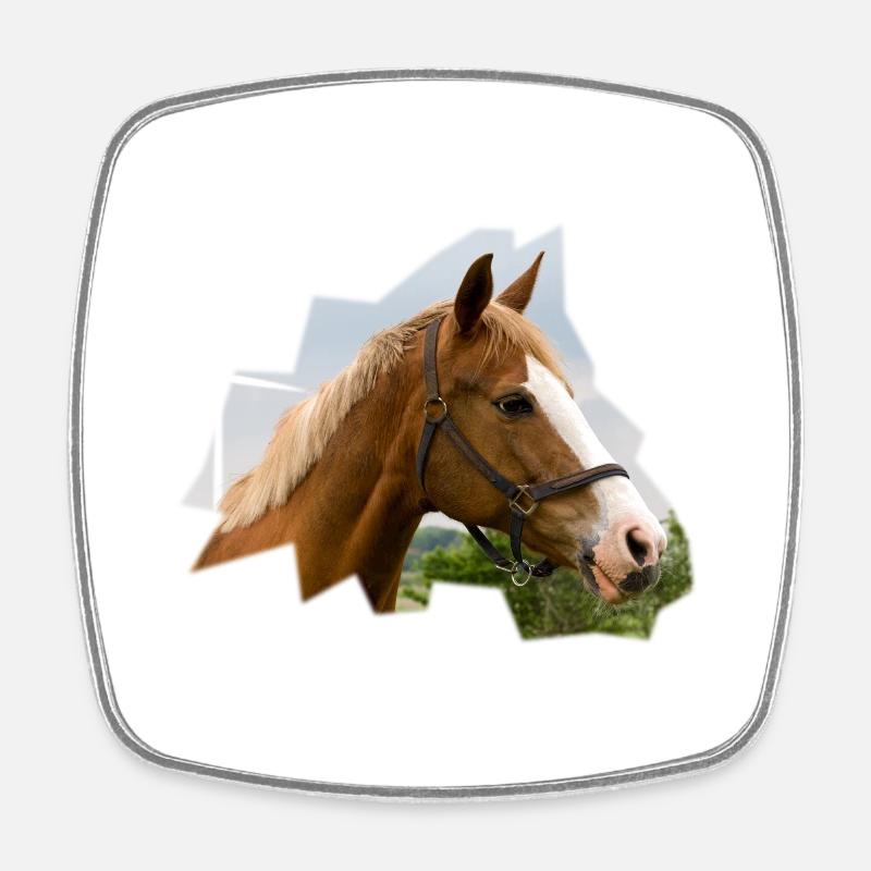 Cheval. Cheval. - Magnet carré - blanc