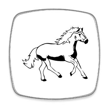 cheval - Magnet carré - blanc - Devant