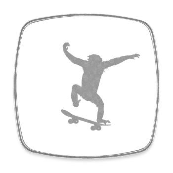 Monkey Skateboard - Square fridge magnet - white - Front