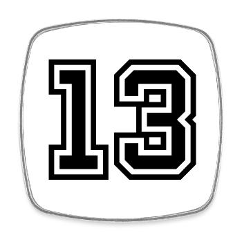 13 Number symbol - Square fridge magnet - white - Front