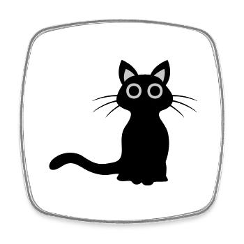 Cute black cat - Square fridge magnet - white - Front