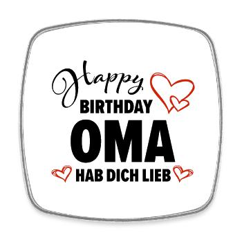 Happy Birthday Oma Hab dich lieb Baby Geschenk - Viereckiger Kühlschrankmagnet - Weiß - Vorne