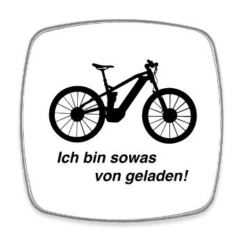 E-Bike Mountainbike Geladen - Viereckiger Kühlschrankmagnet - Weiß - Vorne