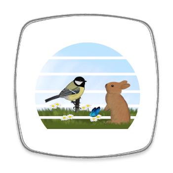 Great Bird Rabbit Easter Spring - Square fridge magnet - white - Front