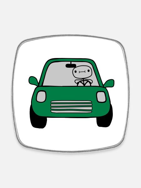 Fahrer Comic Auto - Viereckiger Kühlschrankmagnet - Weiß