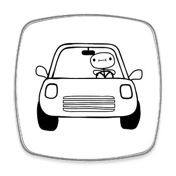 Car Driver Comic - Square fridge magnet - white - Front