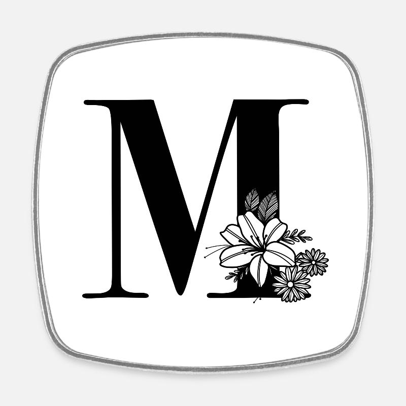 Lettre M - Magnet carré - blanc