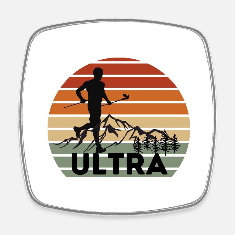 Ultra Trail Runner Coucher de soleil - Magnet carré - blanc