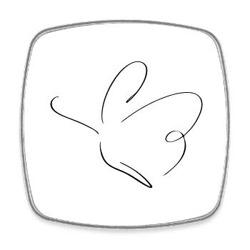 Schmetterling Line Art - Minimalistisch - Viereckiger Kühlschrankmagnet - Weiß - Vorne
