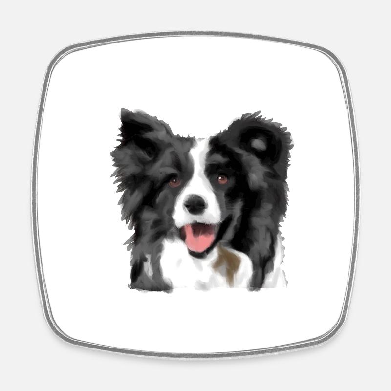 Border Collie - Square fridge magnet - white