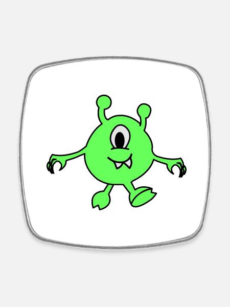Monster Alien - Viereckiger Kühlschrankmagnet - Weiß