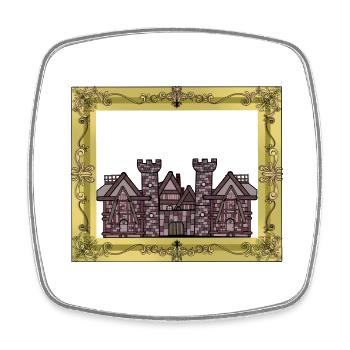 Middle Ages, Castle, Castle, Fortress, Knight, King, KIng - Square fridge magnet - white - Front