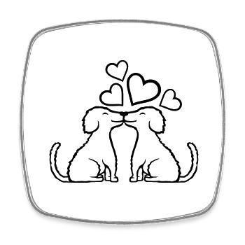 Küssende verliebte Hunde Paar - Viereckiger Kühlschrankmagnet - Weiß - Vorne