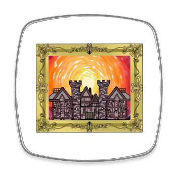 Middle Ages Castle Castle Fortress Knight Warrior - Square fridge magnet - white - Front