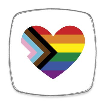coeur LGBTQ - Magnet carré - blanc - Devant