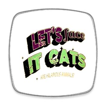 Cat Face Tshirts Birthday Present Pet Lover Happy - Square fridge magnet - white - Front
