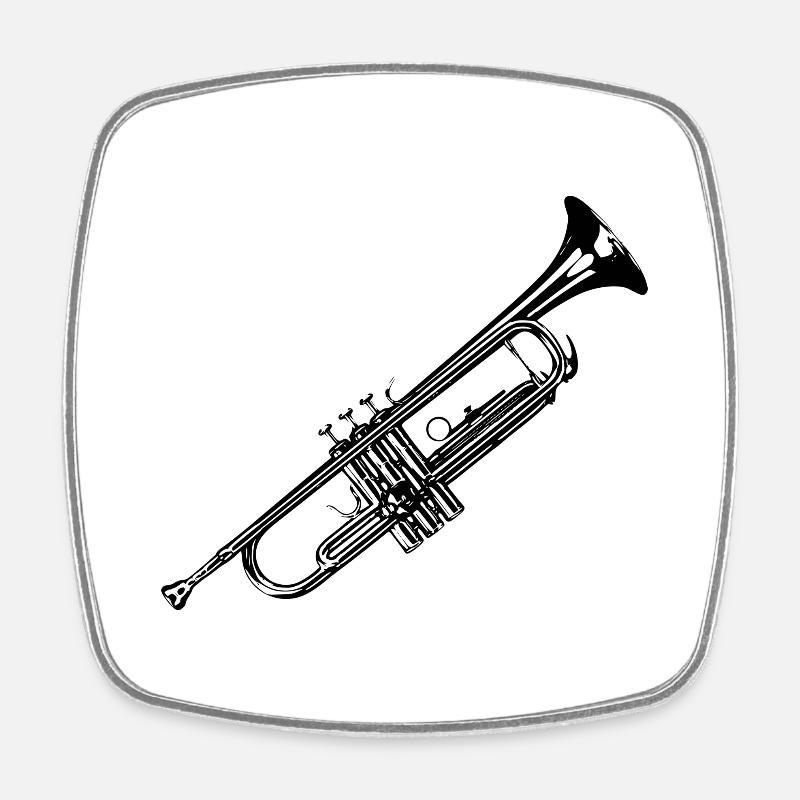 Trumpet - Square fridge magnet - white