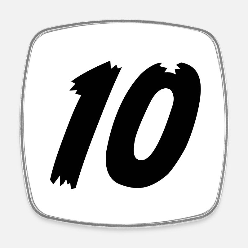 Number 10 - Square fridge magnet - white