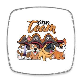 team family dog pirate work colleagues pet - Square fridge magnet - white - Front