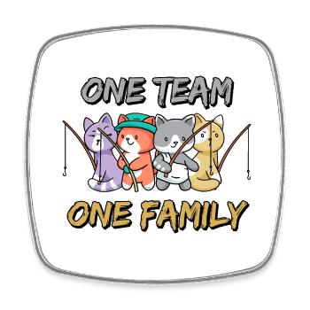 team family cat fishing dog sport funny party - Square fridge magnet - white - Front