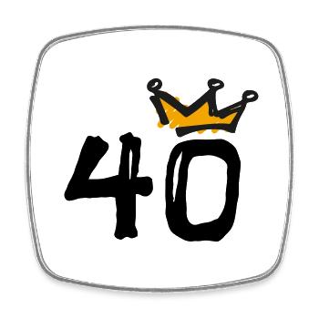 40th birthday Krone - Square fridge magnet - white - Front