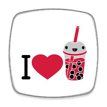 I Love Bubble Tea - Viereckiger Kühlschrankmagnet - Weiß - Vorne