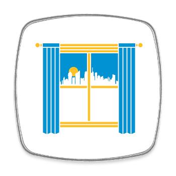 Sonne Hochhäuser Großstadt Fenster - Viereckiger Kühlschrankmagnet - Weiß - Vorne