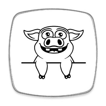 Drôle de bande dessinée de cochon d’écurie - Magnet carré - blanc - Devant