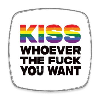 Embrassez qui que vous vouliez Fierté LGBTQ - Magnet carré - blanc - Devant
