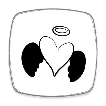 cœur d’ange symbole d’amour ailes - Magnet carré - blanc - Devant