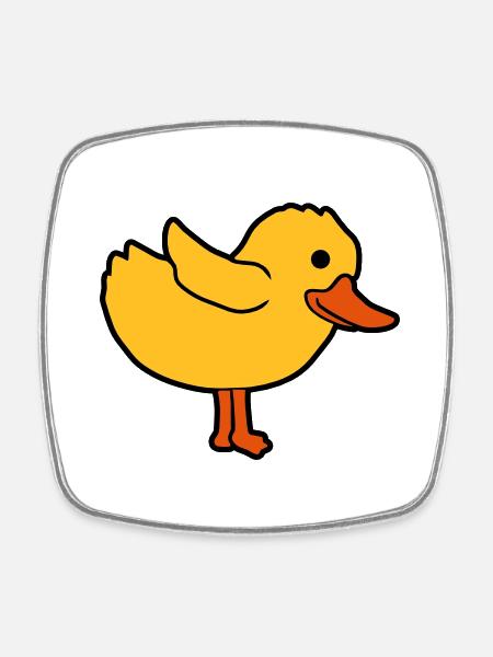 Cartoon duck cute chick - Square fridge magnet - white