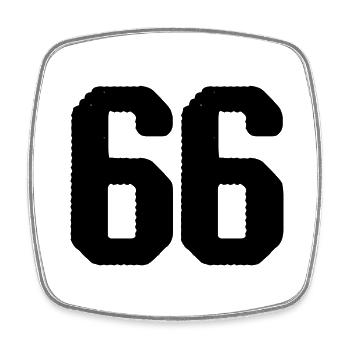 66 Zahl Trikot - Viereckiger Kühlschrankmagnet - Weiß - Vorne