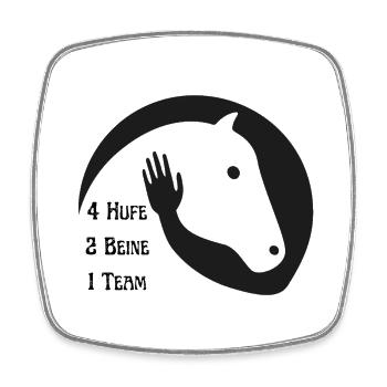 4 Hufe 2 Beine 1 Team - Viereckiger Kühlschrankmagnet - Weiß - Vorne