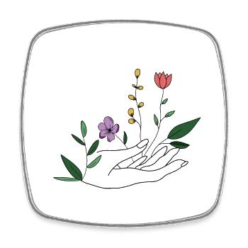 Hands of Flowers - Viereckiger Kühlschrankmagnet - Weiß - Vorne