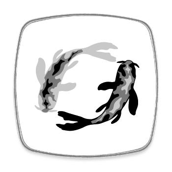 Circle Design 2 Koi - Square fridge magnet - white - Front