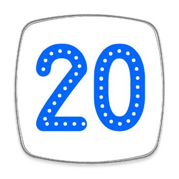 20 ANS. 20e ANNIVERSAIRE. ANNIVERSAIRE 20 ANS. 20 - Magnet carré - blanc - Devant