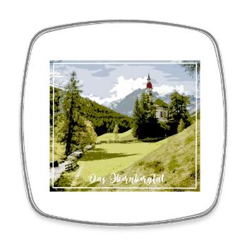 Das Obernbergtal,landschaft,berge,kirche,tirol - Viereckiger Kühlschrankmagnet - Weiß - Vorne