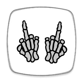 2 hands bone middle finger - Square fridge magnet - white - Front