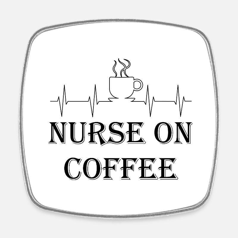 Nurse on Coffee - Square fridge magnet - white