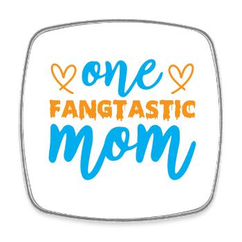 One fangtastic mom - halloween humor - Square fridge magnet - white - Front