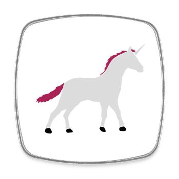 Ombre contour de silhouette de licorne - Magnet carré - blanc - Devant