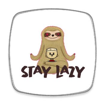 Stay Lazy - Sloth - Square fridge magnet - white - Front