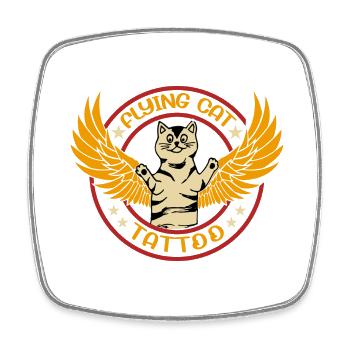 Flying cat - Square fridge magnet - white - Front