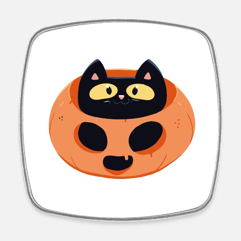Pumpkin Cat - Square fridge magnet - white