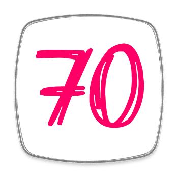 70 YEARS. 70TH ANNIVERSARY. BIRTHDAY 70 YEARS. 70 - Square fridge magnet - white - Front