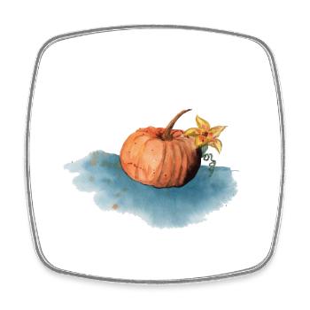 Aquarell Kürbis, Watercolor Pumpkin - Viereckiger Kühlschrankmagnet - Weiß - Vorne