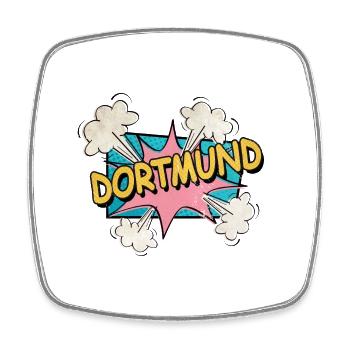 Dortmund Germany City Font Pop Art Comic - Square fridge magnet - white - Front