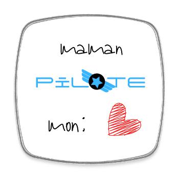 maman pilote mon cœur - Magnet carré - blanc - Devant
